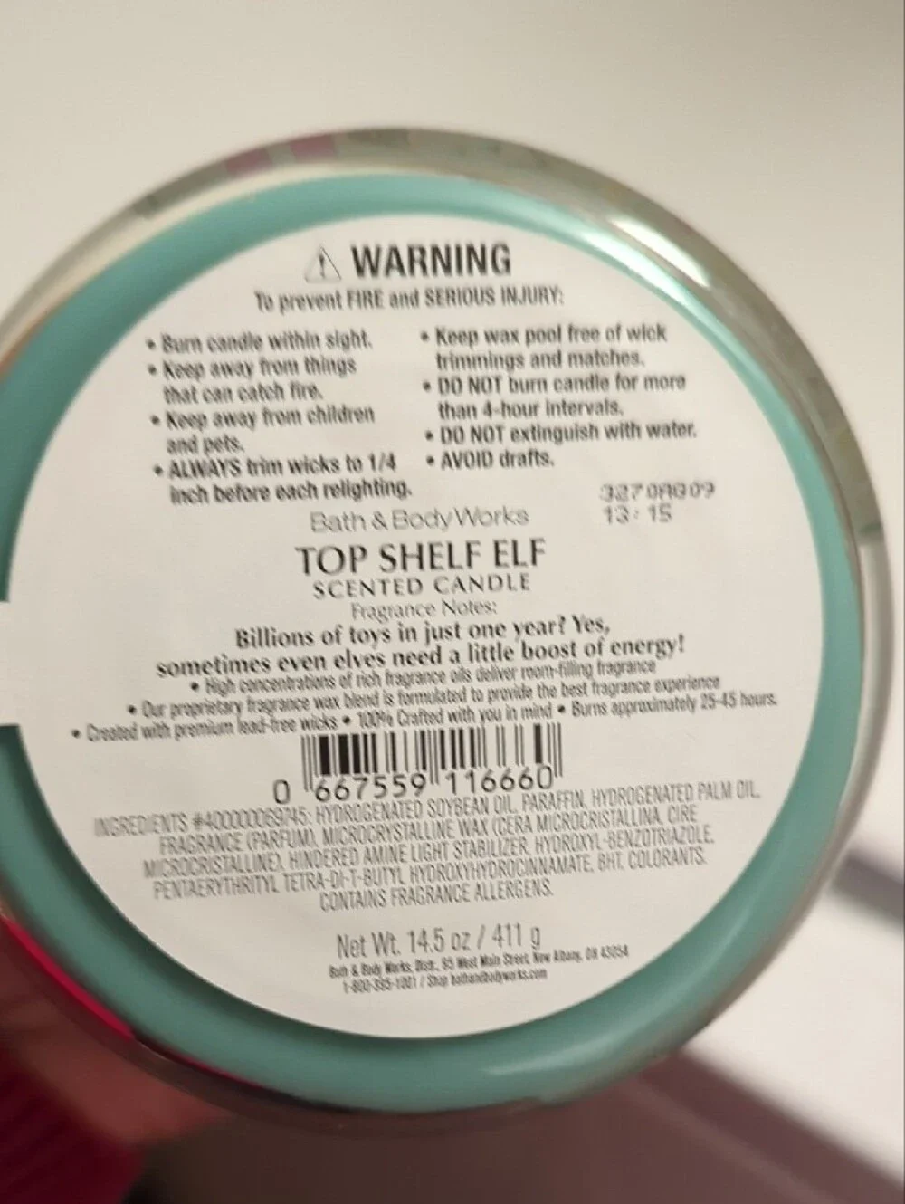 Bath & Body Works Top Shelf Elf Candle — Light Blue with Silver Lid
